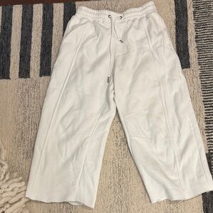 Free People White Cropped Wide-Leg Track Pants